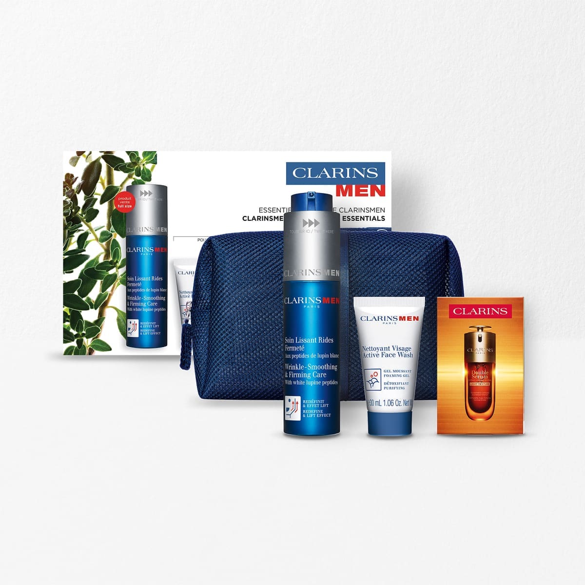 ClarinsMen Age Defying Essentials - Wrinkle Smoothing & Firming Care & Double Serum Light Texture Set